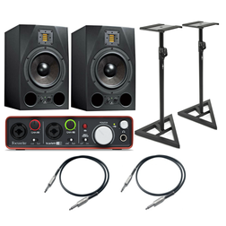 2x A8X + Focusrite Scarlett 2i2 2Gen + 2x Statywy + 2x Przewody 3m - 2x A8X + Focusrite Scarlett 2i2 2Gen + 2x Statywy + 2x Przewody 3m