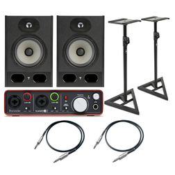 2x Alpha 65 + Focusrite Scarlett 2i2 2Gen + 2x Statywy + 2x Przewody 3m - 2x Alpha 65 + Focusrite Scarlett 2i2 2Gen + 2x Statywy + 2x Przewody 3m