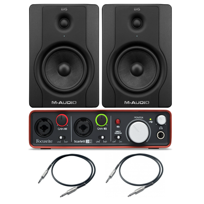 M-Audio 2x BX5D2 + Focustite Scarlett 2i2 2Gen + 2x Przewody