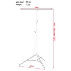 Metal stand black with T-bar (15 kg) - Metal stand black with T-bar (15 kg)